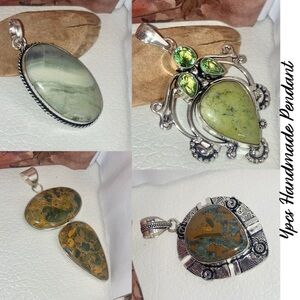 6x Natural Gemstone Handmade Pendant Set Wholesale Jewelry Opal Jasper